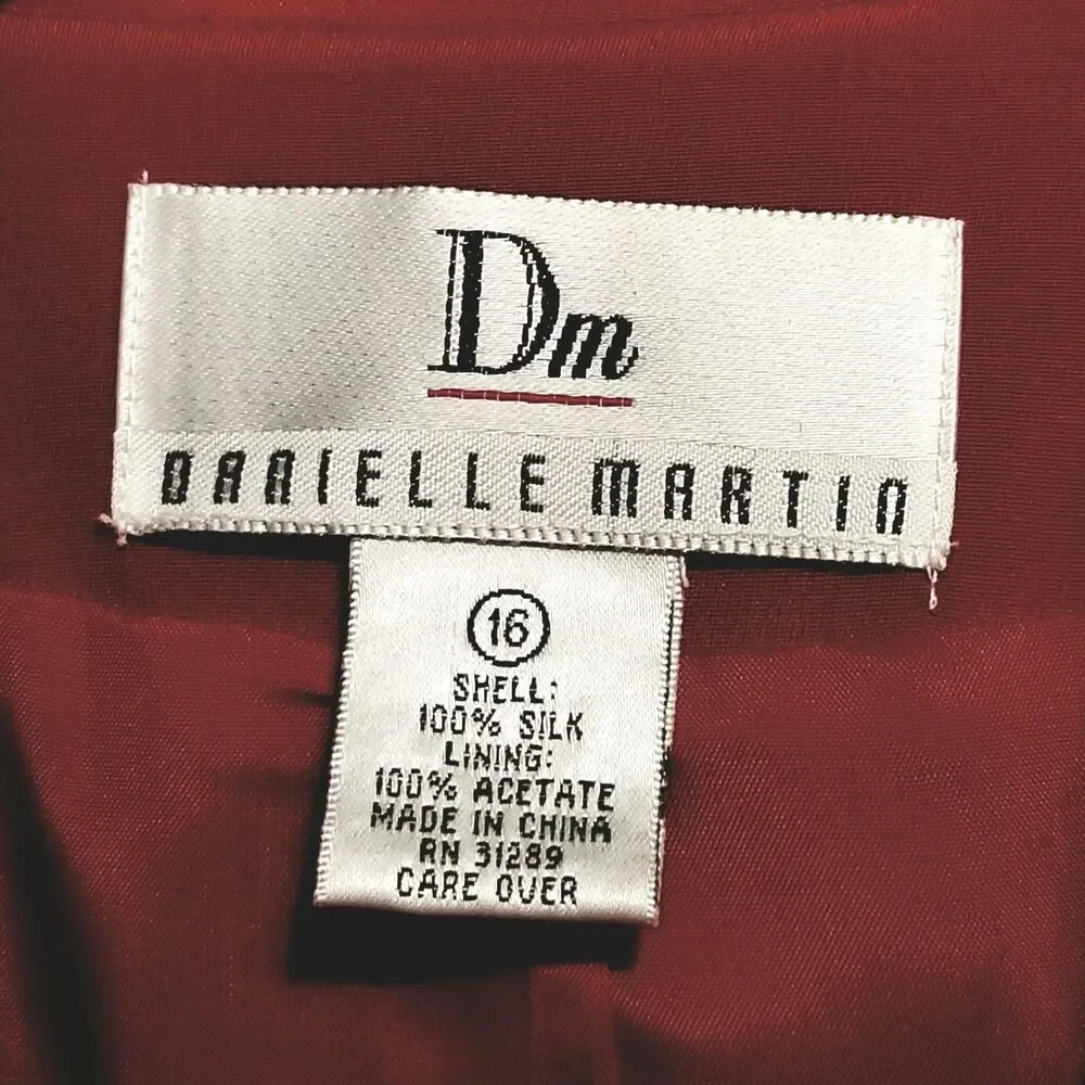 Danielle Martin 16 Blazer Red Silk Double Breasted Vintage Career Office Classic